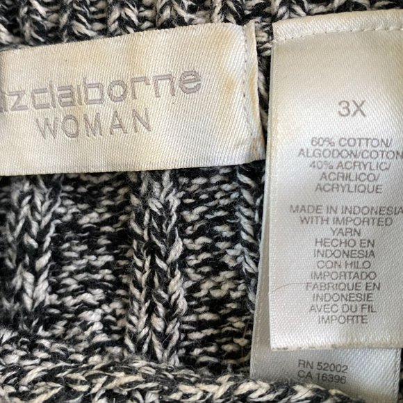 Liz Claiborne Black and White Tweed Knit Goth Y2K Dark Academic Sweater Size 3X - Picture 3 of 9